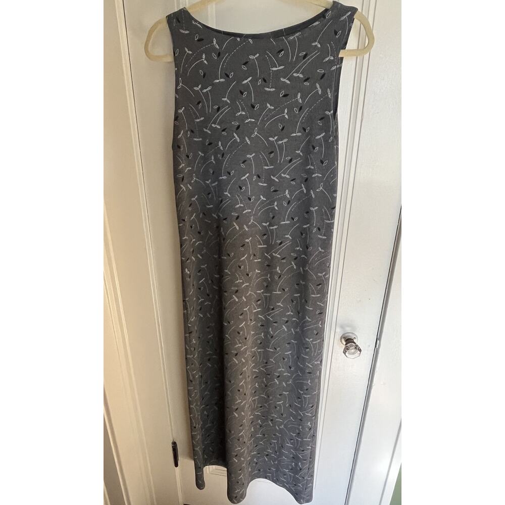 Vtg 90s Gray Floral Maxi Dress M Sleeveless Made in USA Grunge Y2K Outfit JPR